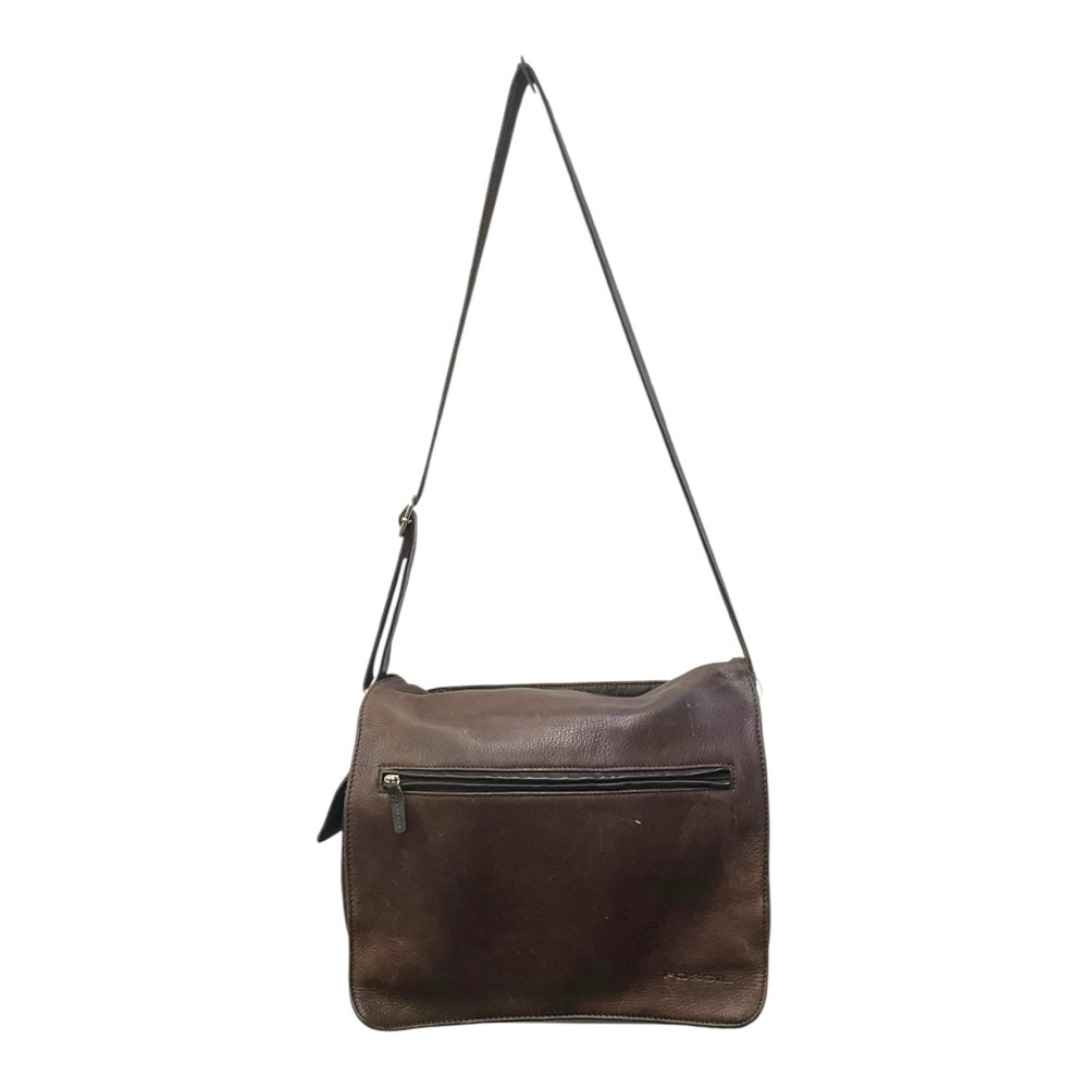 👜 Fossil Brown Leather Messenger Bag | Crossbody Laptop Satchel